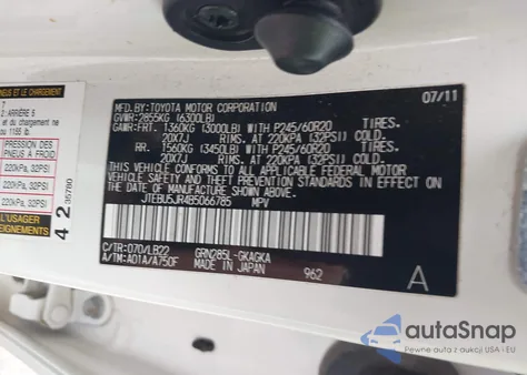 2011 Toyota 4Runner Limited V6 z USA, uszkodzony, nr VIN JTEBU5JR4B5066785